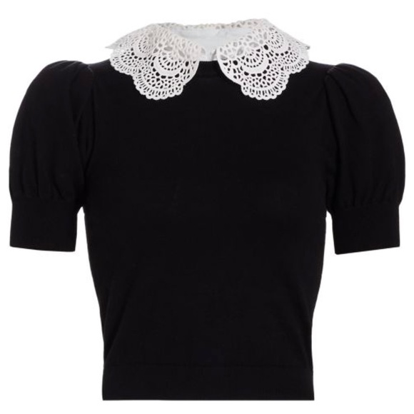 ALICE + OLIVIA Chase Eyelet Collar Sweater - Picture 2 of 12